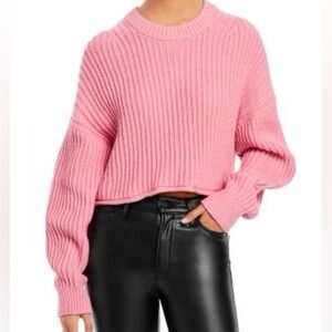 A.L.C. Lianne Pink Ribbed Cropped Knit Sweater in Pink Lady Size S